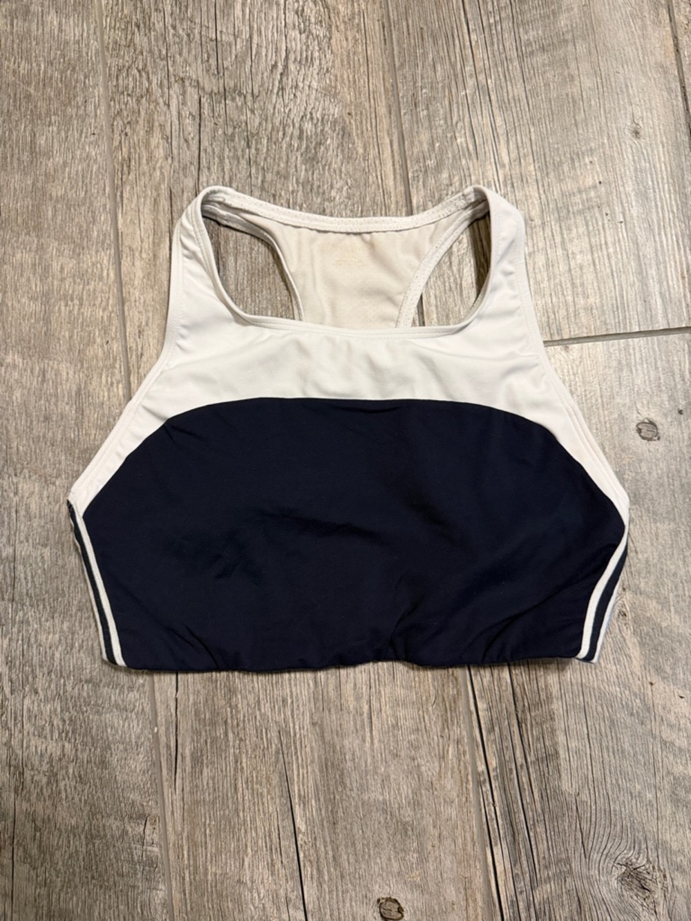 Tory Burch Sport Women’s White and Navy High-Neck Sports Bra